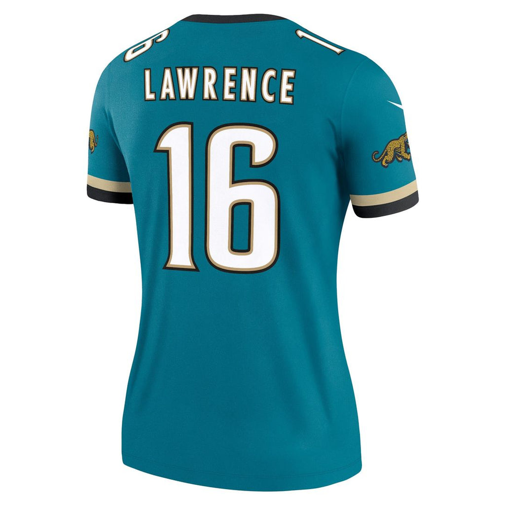 Trevor Lawrence Jacksonville Jaguars Nike Women's Alternate Legend Player Performance Top - Prowler Throwback Teal