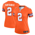Patrick Surtain II Denver Broncos Nike Women's Alternate Legend Player Performance Top - Mile High Collection 1977 Throwback Orange