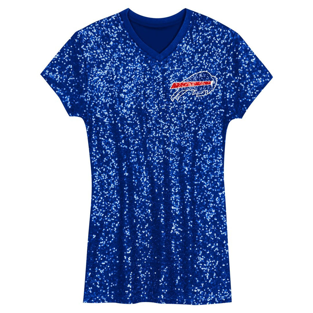 Josh Allen Buffalo Bills Girls Youth Sequin Player Name & Number V-Neck Dress - Royal