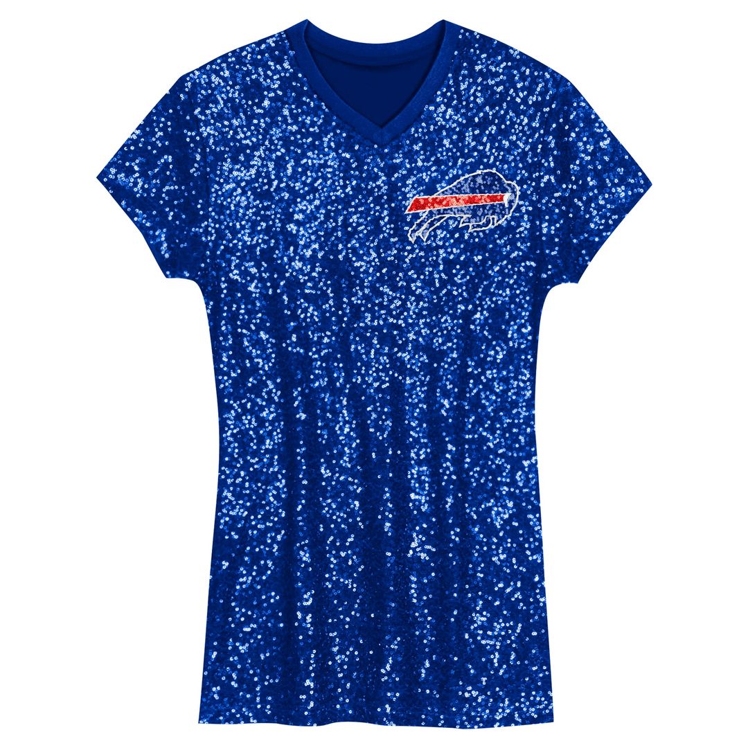 Josh Allen Buffalo Bills Girls Youth Sequin Player Name & Number V-Neck Dress - Royal