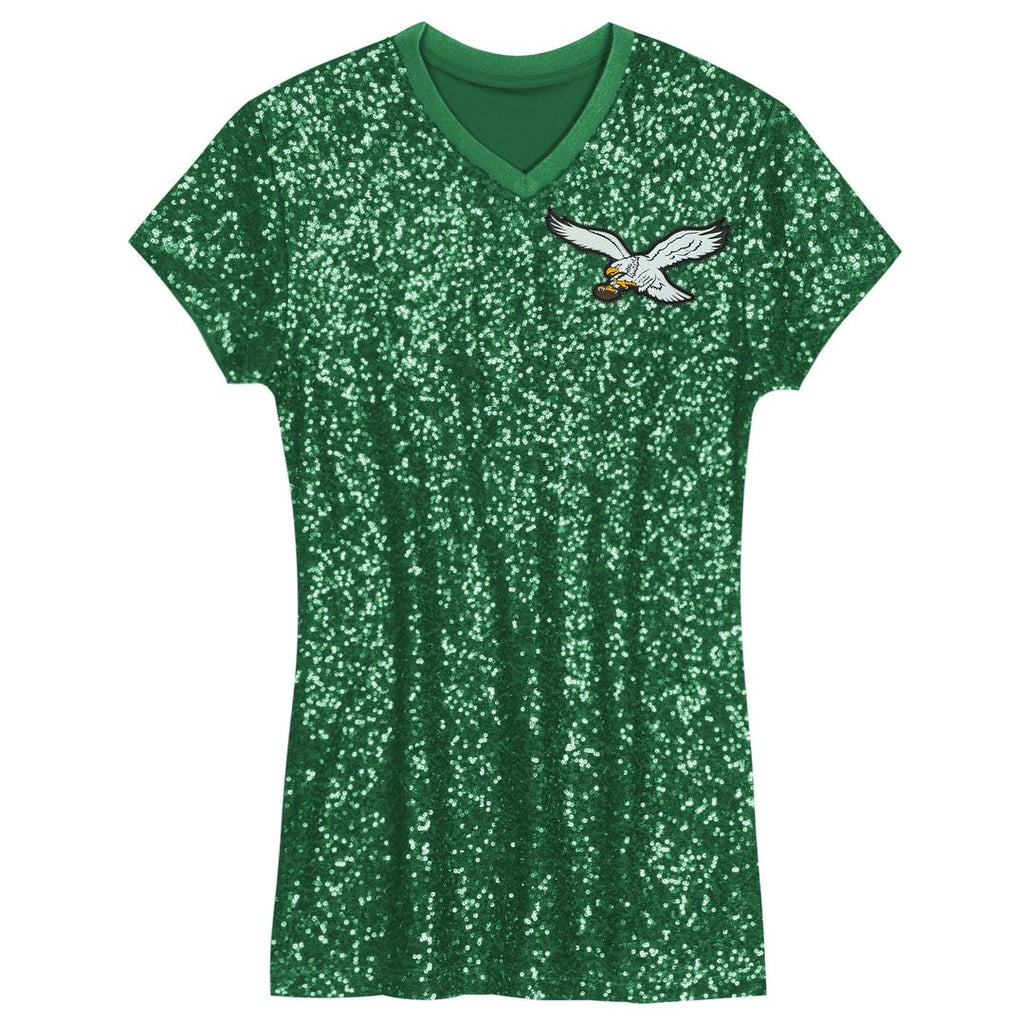 Jalen Hurts Philadelphia Eagles Girls Youth Sequin Player Name & Number V-Neck Dress - Kelly Green