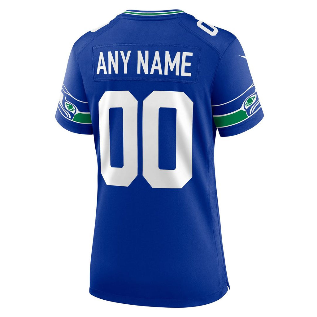 Seattle Seahawks Nike Women's Throwback Custom Jersey - Royal