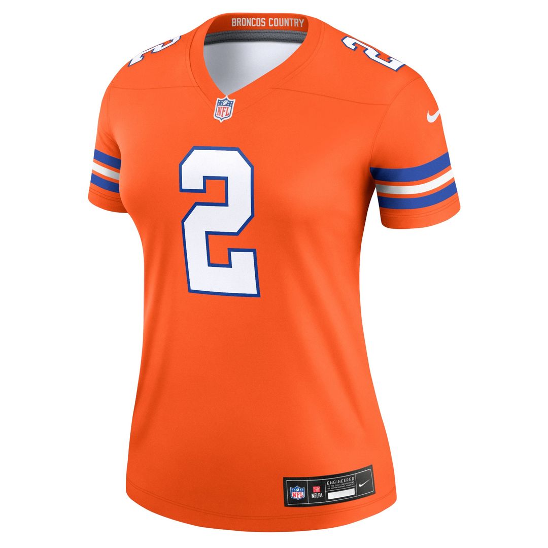 Patrick Surtain II Denver Broncos Nike Women's Alternate Legend Player Performance Top - Mile High Collection 1977 Throwback Orange
