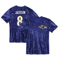 Lamar Jackson Baltimore Ravens Girls Youth Sequin V-Neck Fashion Jersey - Purple