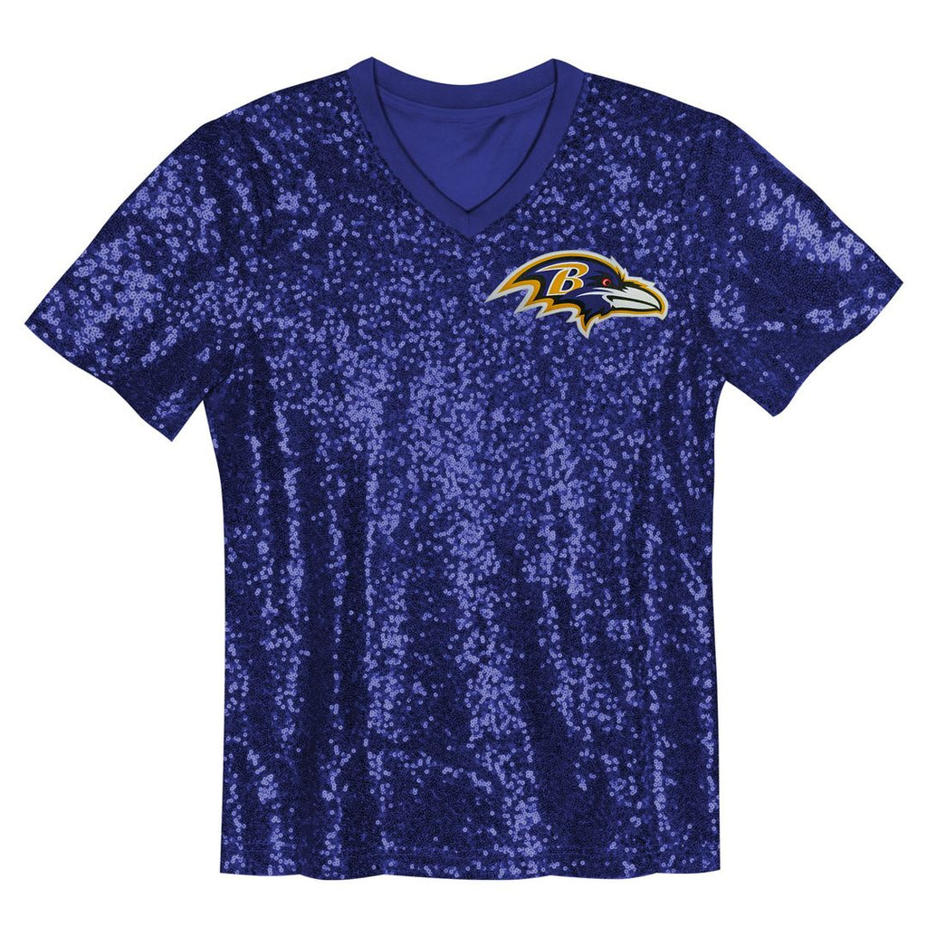Lamar Jackson Baltimore Ravens Girls Youth Sequin V-Neck Fashion Jersey - Purple