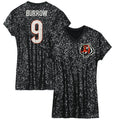 Joe Burrow Cincinnati Bengals Girls Youth Sequin Player Name & Number V-Neck Dress - Black
