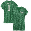 Jalen Hurts Philadelphia Eagles Girls Youth Sequin Player Name & Number V-Neck Dress - Kelly Green