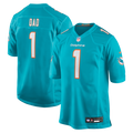 Number 1 Dad Miami Dolphins Nike Game Jersey - Aqua