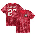 Christian McCaffrey San Francisco 49ers Girls Youth Sequin V-Neck Fashion Jersey - Scarlet