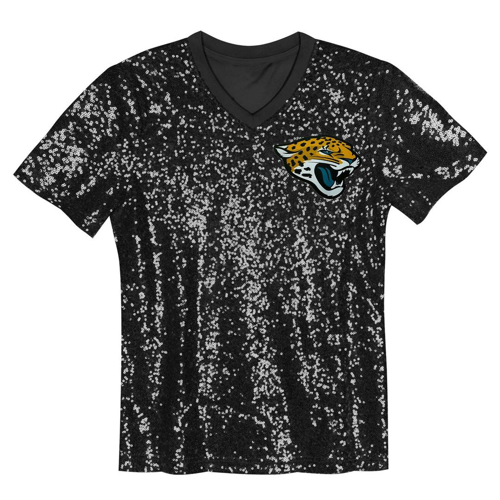 Trevor Lawrence Jacksonville Jaguars Girls Youth Sequin V-Neck Fashion Jersey - Black