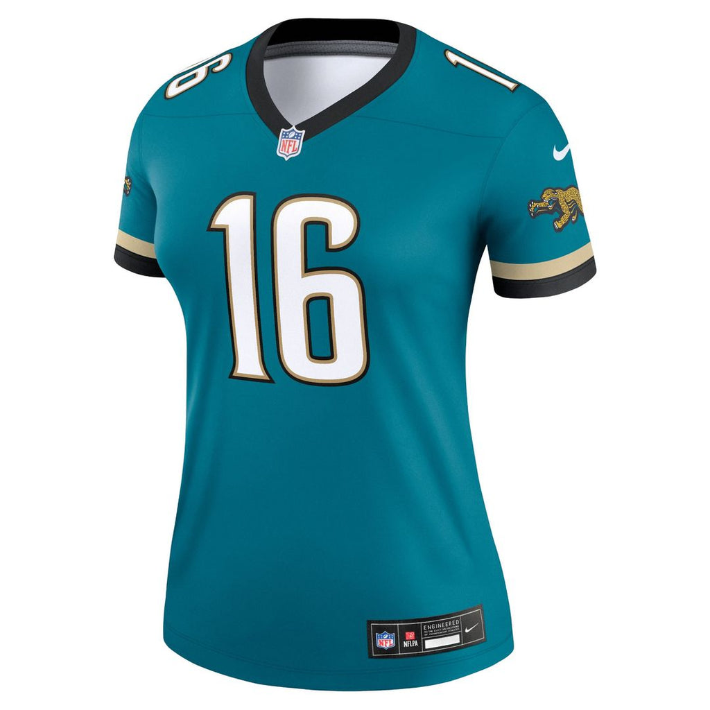 Trevor Lawrence Jacksonville Jaguars Nike Women's Alternate Legend Player Performance Top - Prowler Throwback Teal