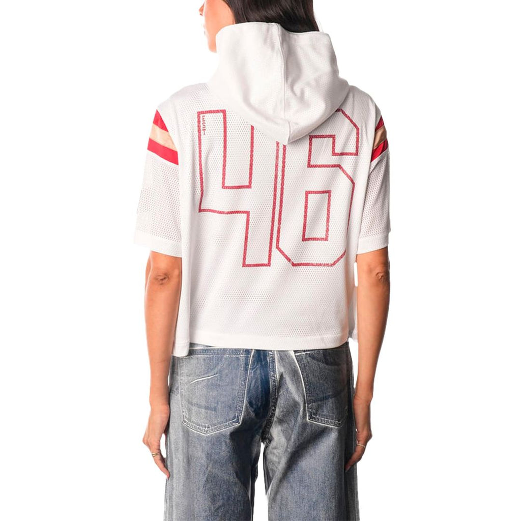 San Francisco 49ers The Wild Collective Women's Mesh Short Sleeve Hoodie T-Shirt - White