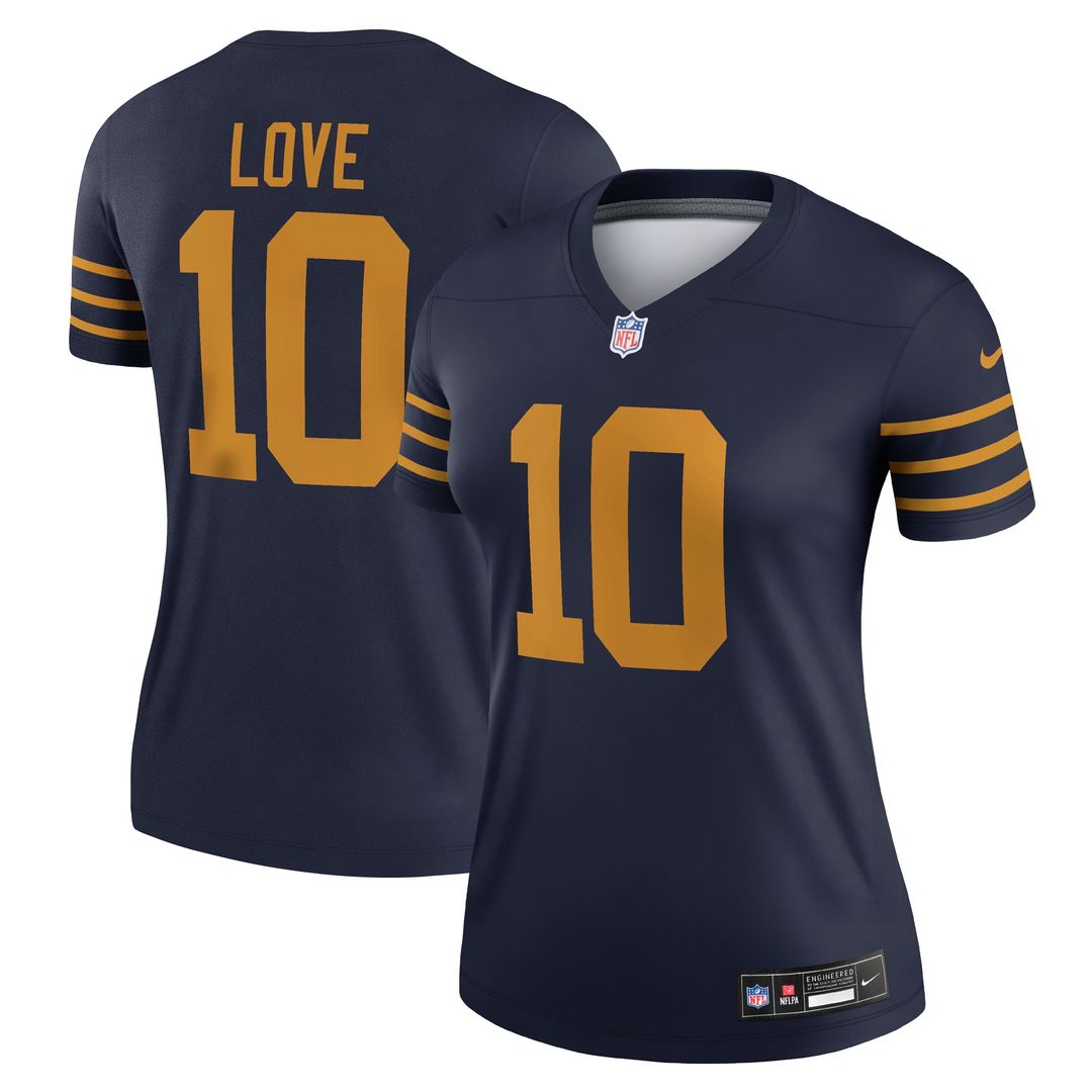 Jordan Love Green Bay Packers Nike Women's The 1923 Classic Legend Player Dri-FIT Top - Navy