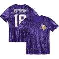 Justin Jefferson Minnesota Vikings Girls Youth Sequin V-Neck Fashion Jersey - Purple